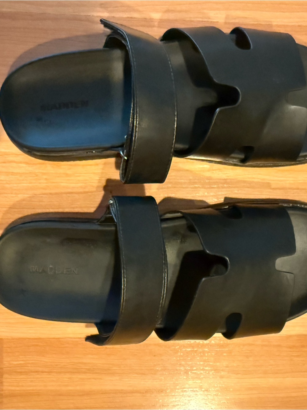 Steve Madden Black Men's Dual-Strap Slide Sandals